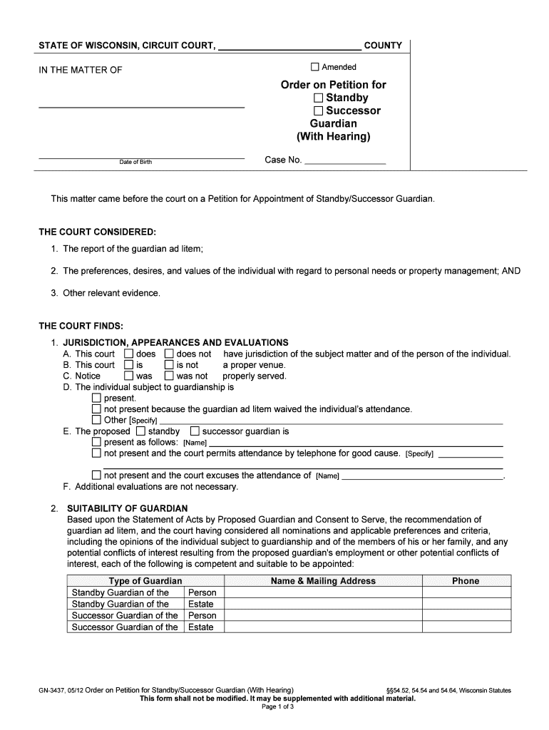 GN 3435 DOCX STATE of WISCONSIN CIRCUIT COURT COUNTY  Form