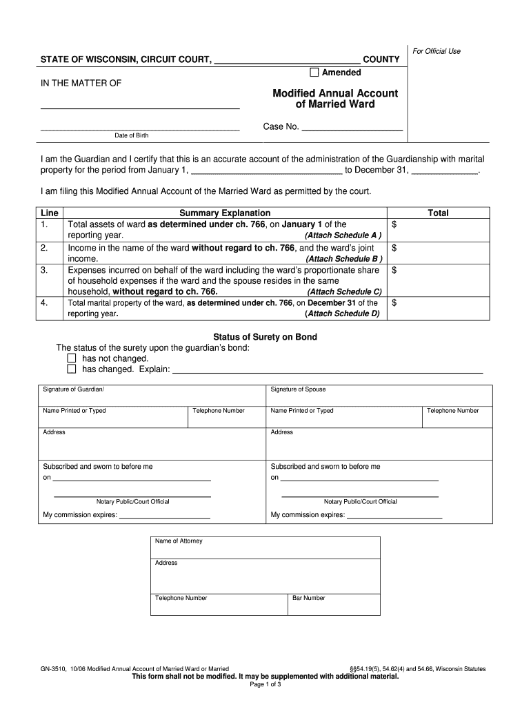 GN 3480 Annual Report on the Condition of the Ward  Form