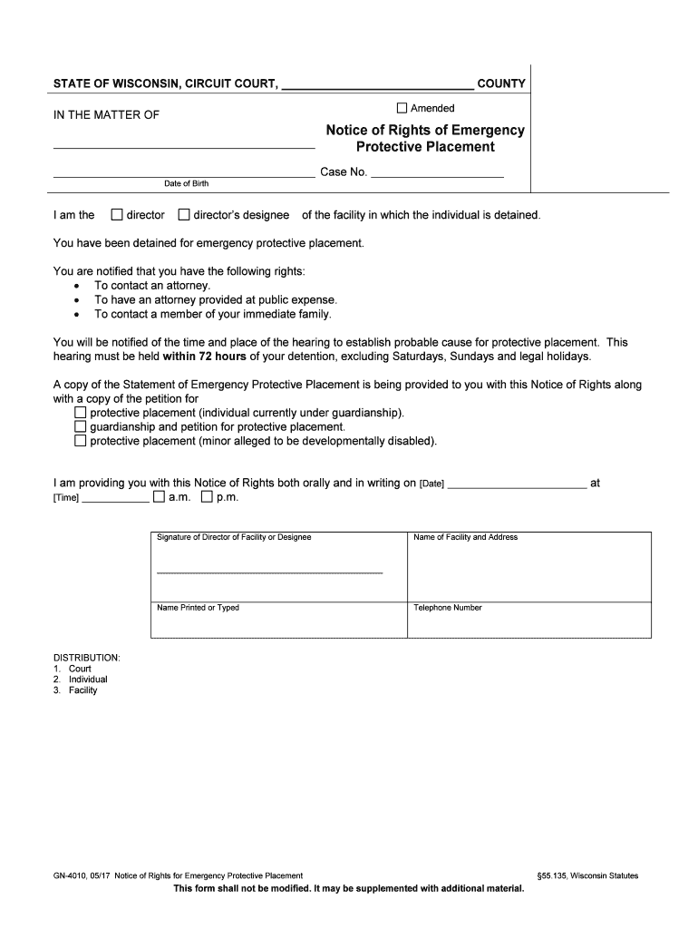 STATE of WISCONSIN, CIRCUIT COURT, COUNTY for Official Use  Form