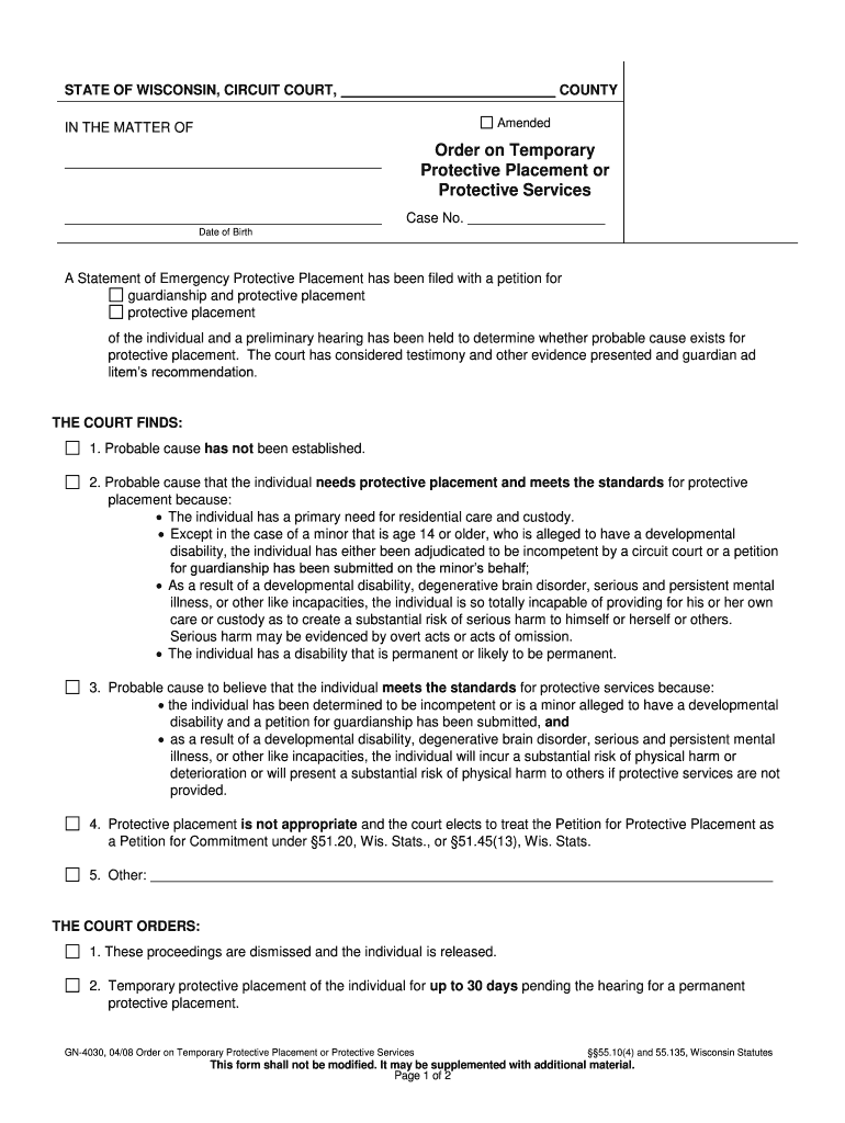 Name Statement of Emergency Protective Placement  Form