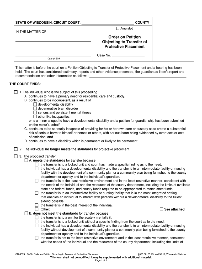 Objecting to Transfer of  Form