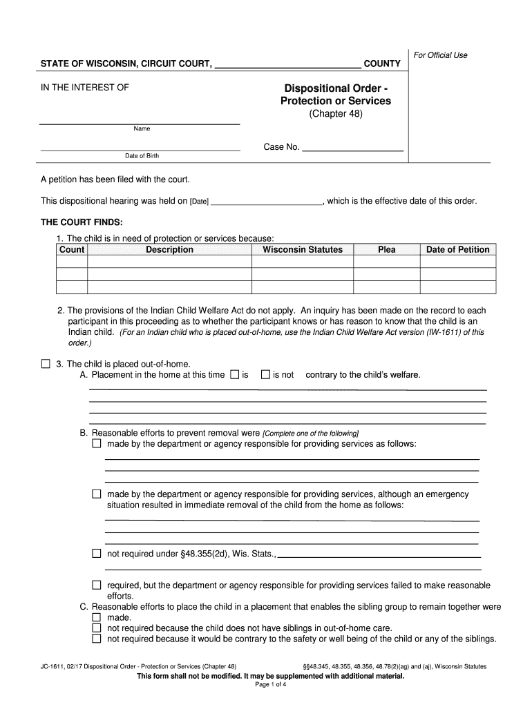 JC 1610 Petition for Protection or Services Chapter 48  Form