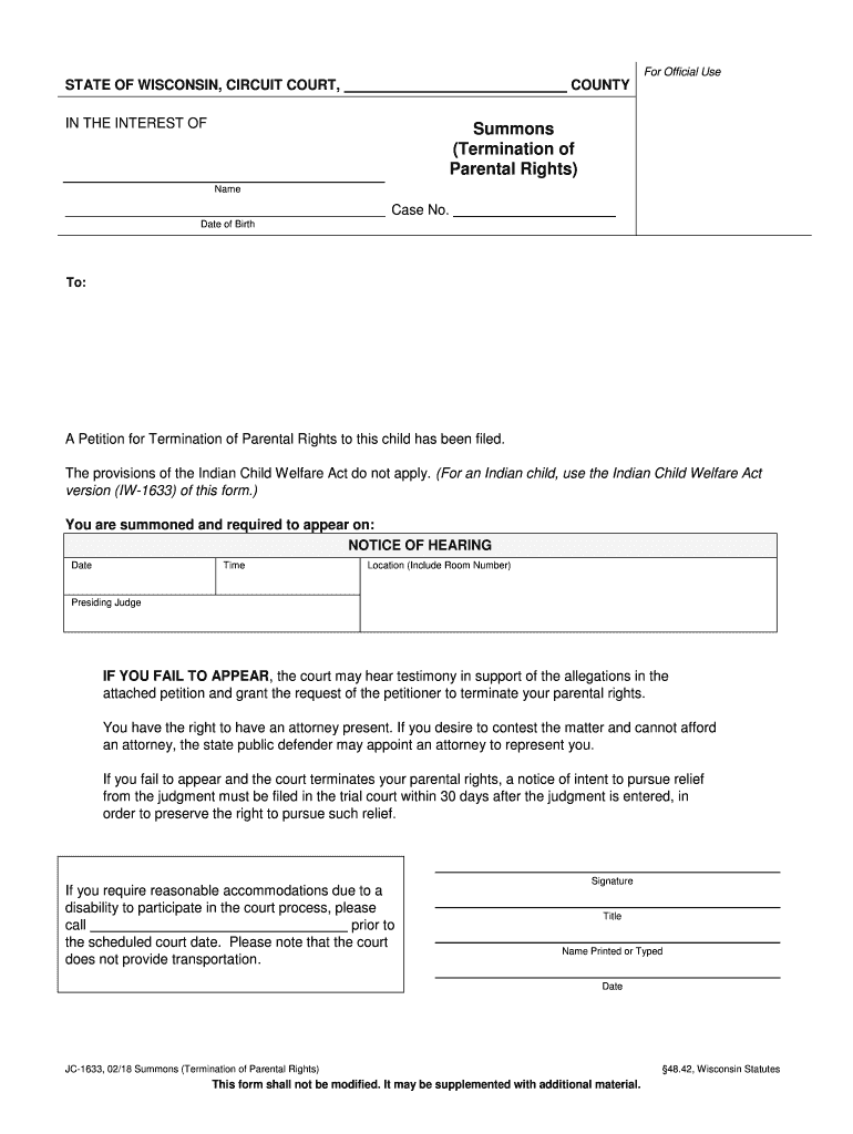 Termination of  Form