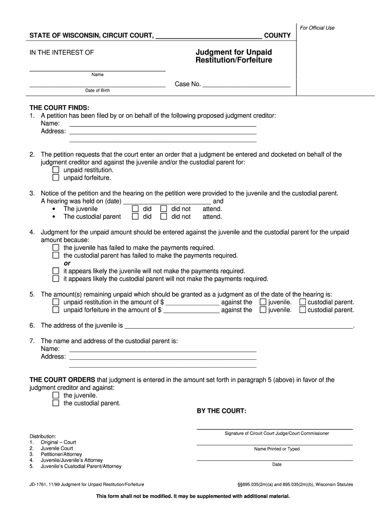 Circuit Court Clerks' Manual Criminal Post Sentencing  Form