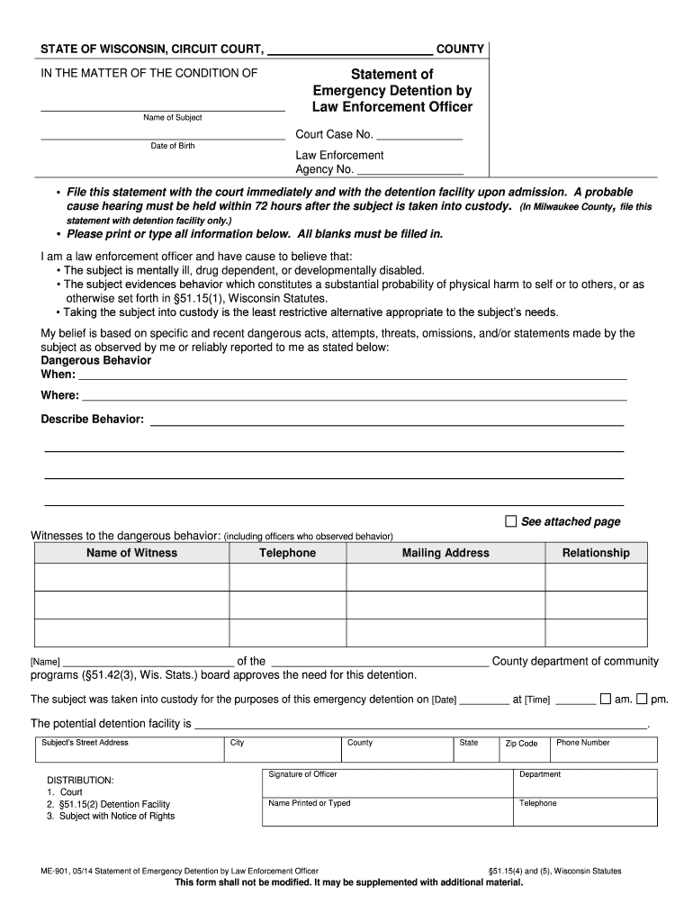 Emergency Detention by  Form