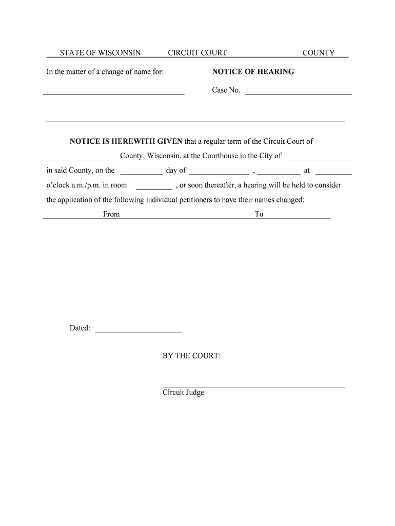 Civil Forms Wisconsin Court System Circuit Court Forms