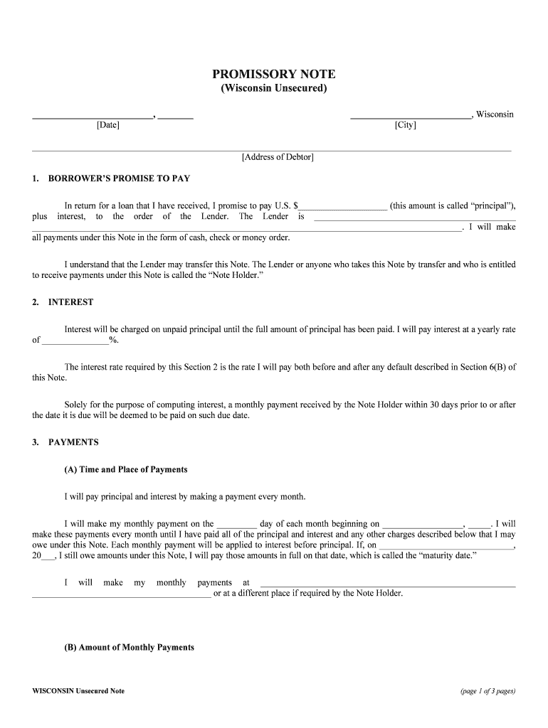 Wisconsin Unsecured  Form