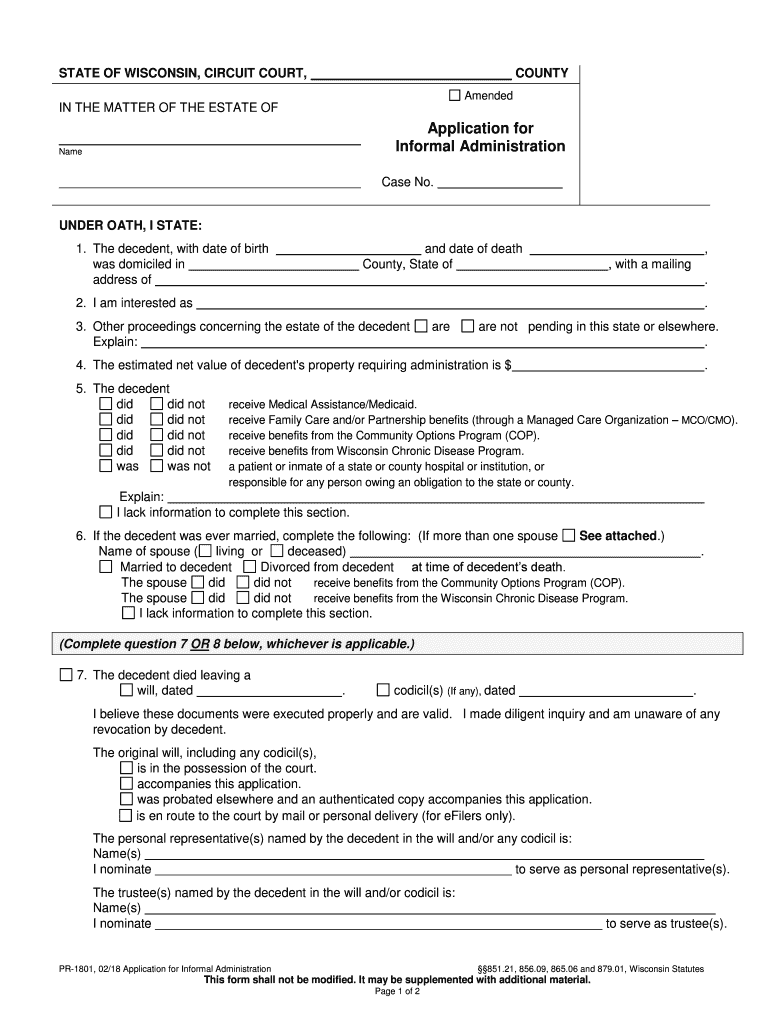 Other Proceedings Concerning the Estate of the Decedent  Form