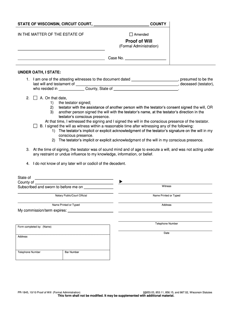 Wisconsin Legislature Chapter 856  Form