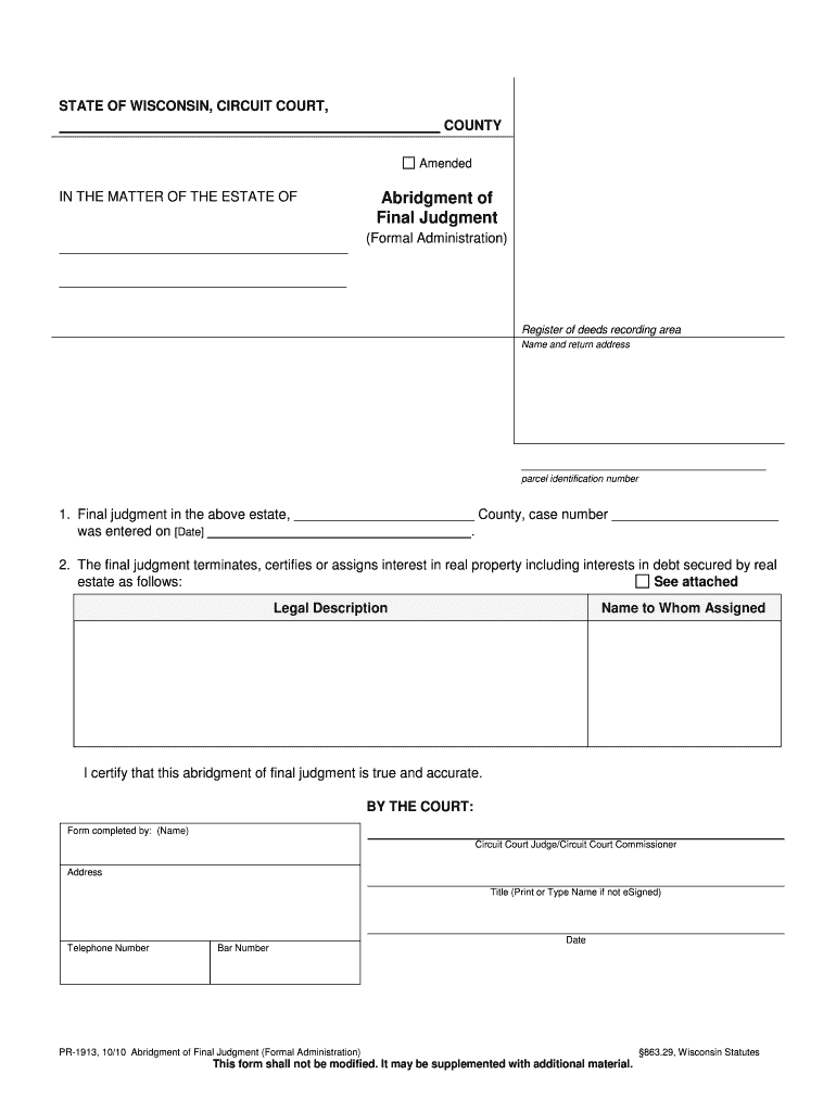 Clerk of Circuit CourtWashington County, WI  Form