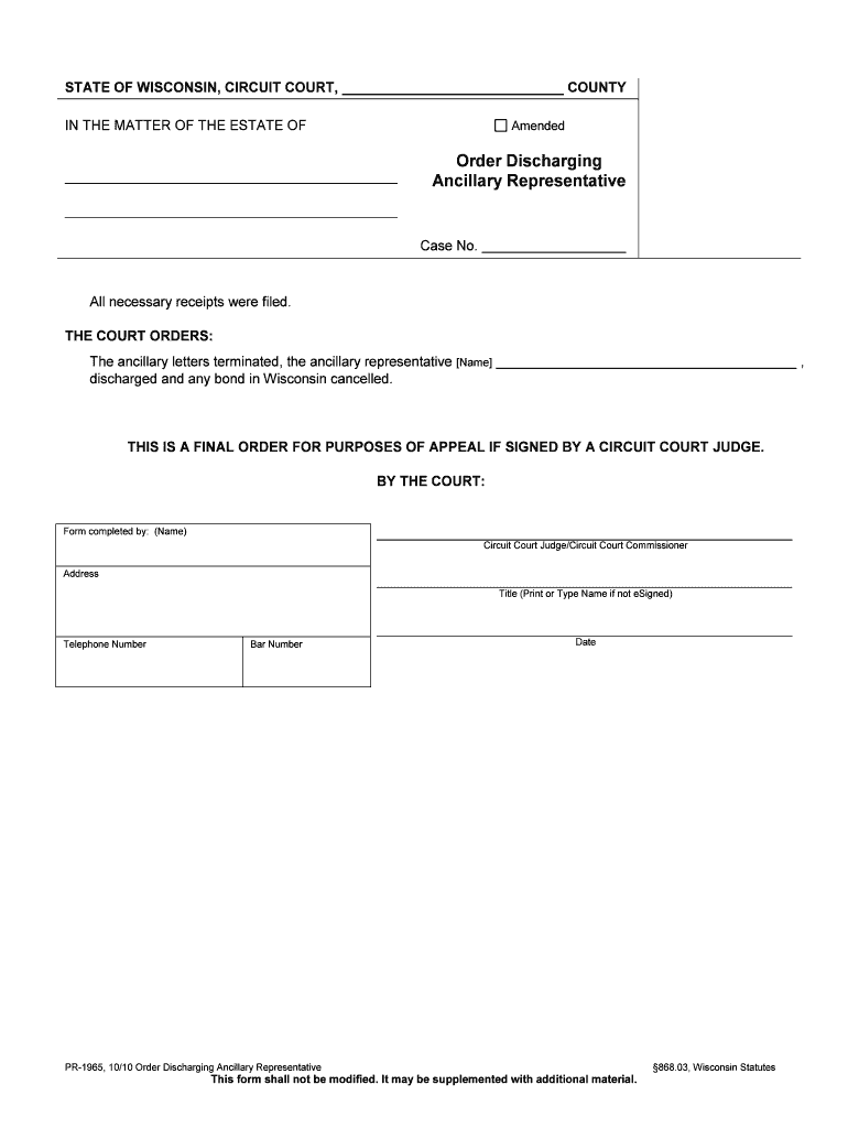 Ancillary Representative  Form