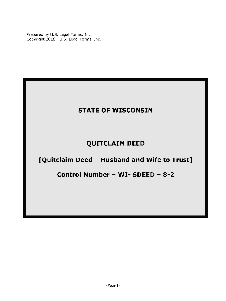 Wisconsin Quitclaim Deed from Husband and US Legal Forms
