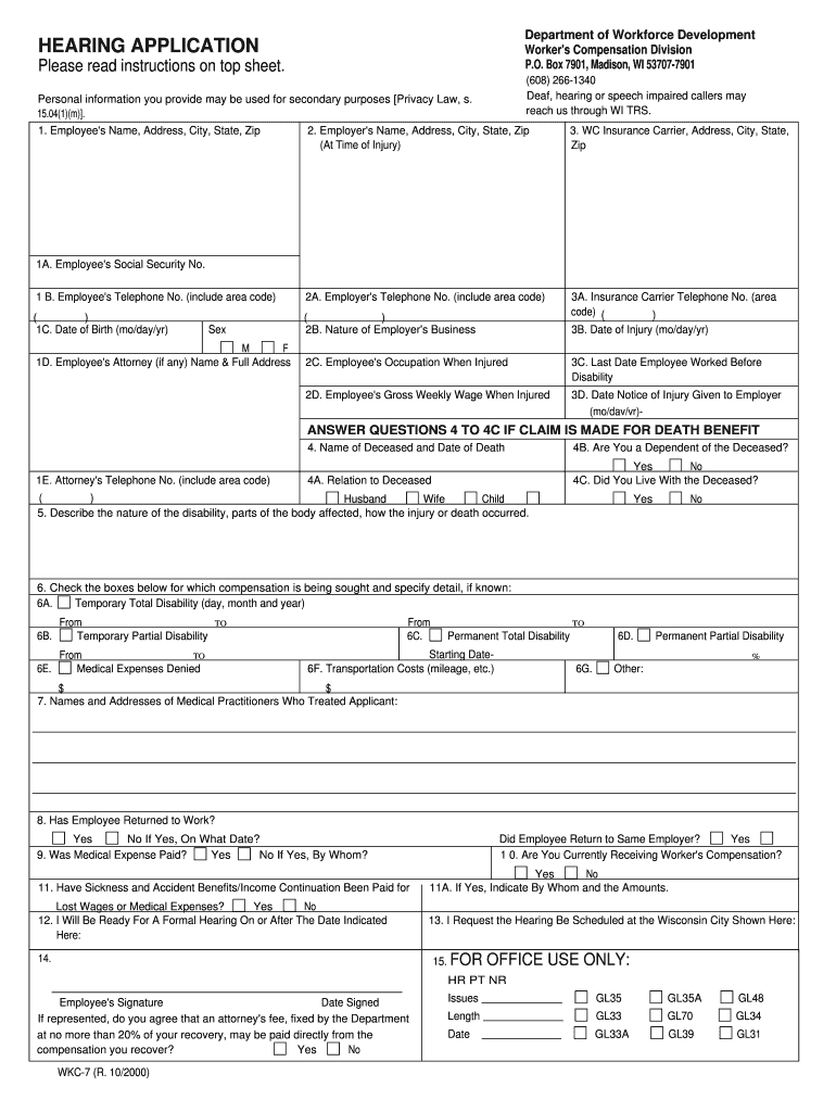 State of Wisconsin Department of Workforce Development  Form