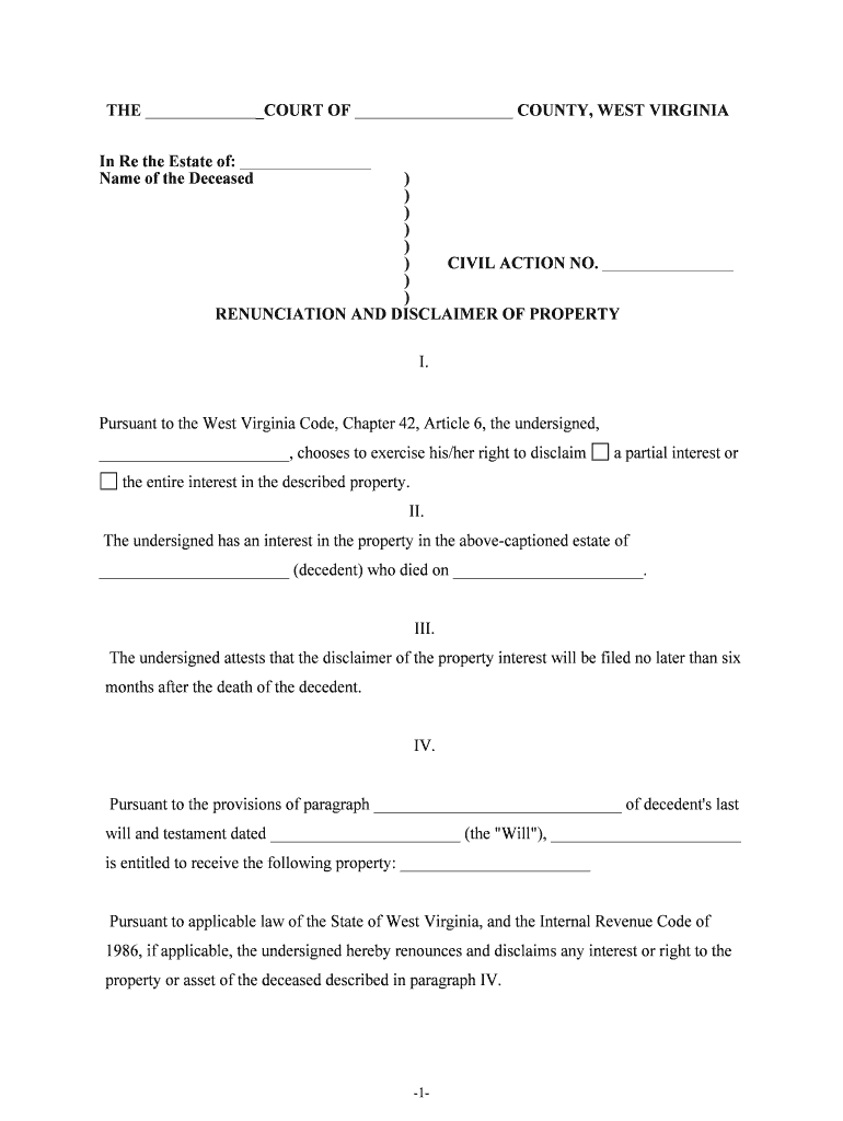 Administration of Estates and Trusts West Virginia Code  Form