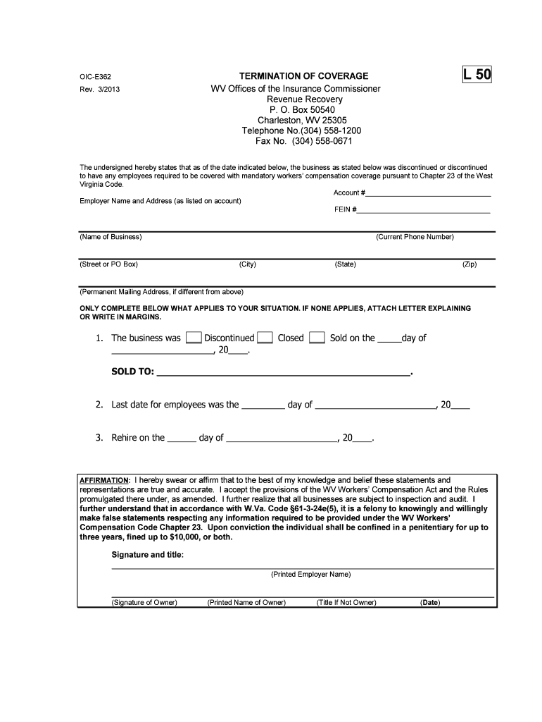 Revenue Recovery West Virginia Offices of the Insurance  Form