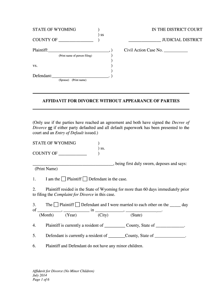 Pro Se District Court of Wyoming  Form