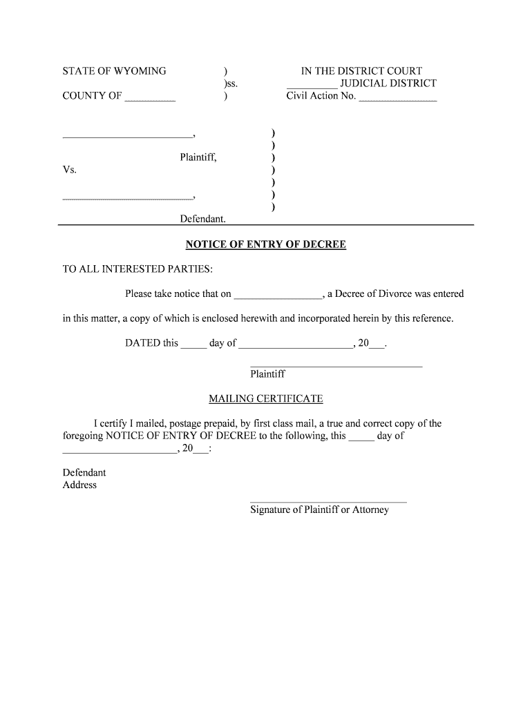 Request for Setting Notice Setting Hearing Sublette County  Form