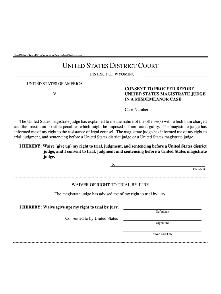 United States District Court for the District of Wyoming  Form