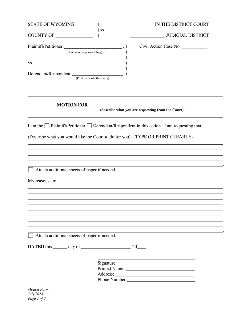 Describe What You Would Like the Court to Do for You TYPE or PRINT CLEARLY  Form