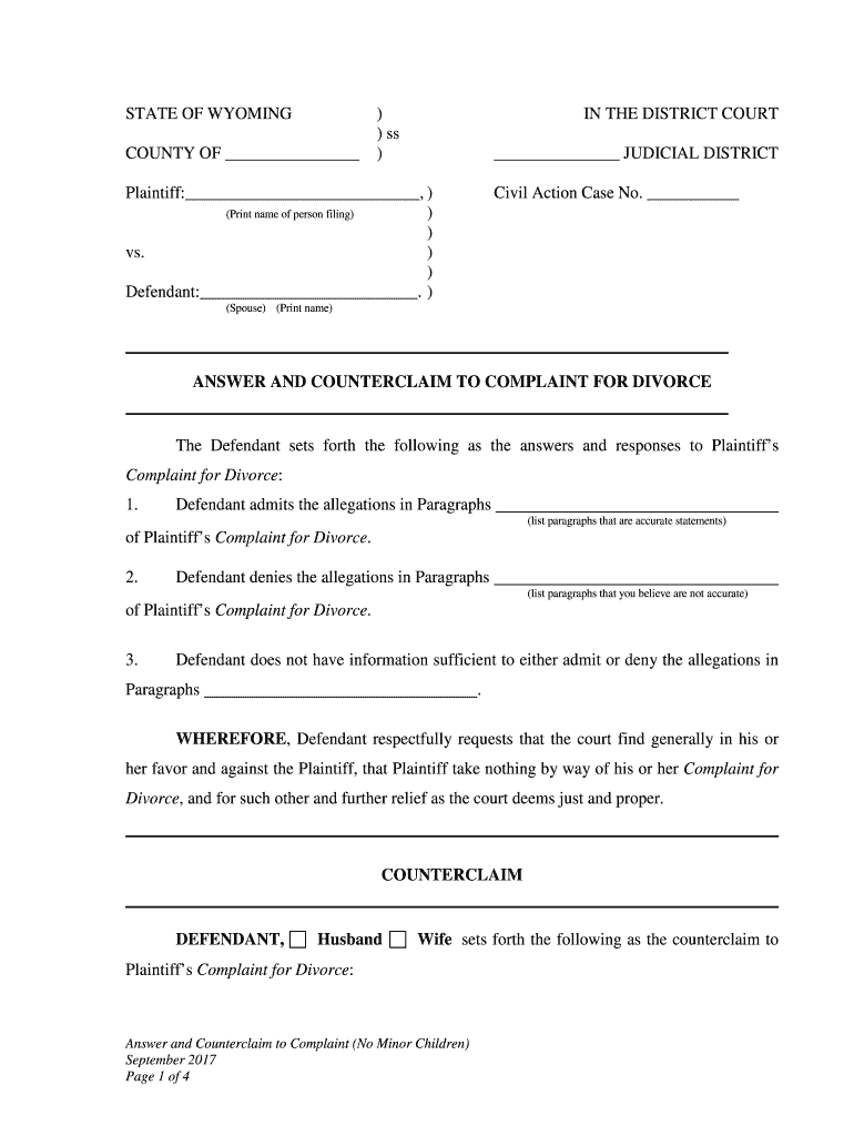 JUDICIAL DISTRICT Plaintiff Wyoming Judicial Branch  Form