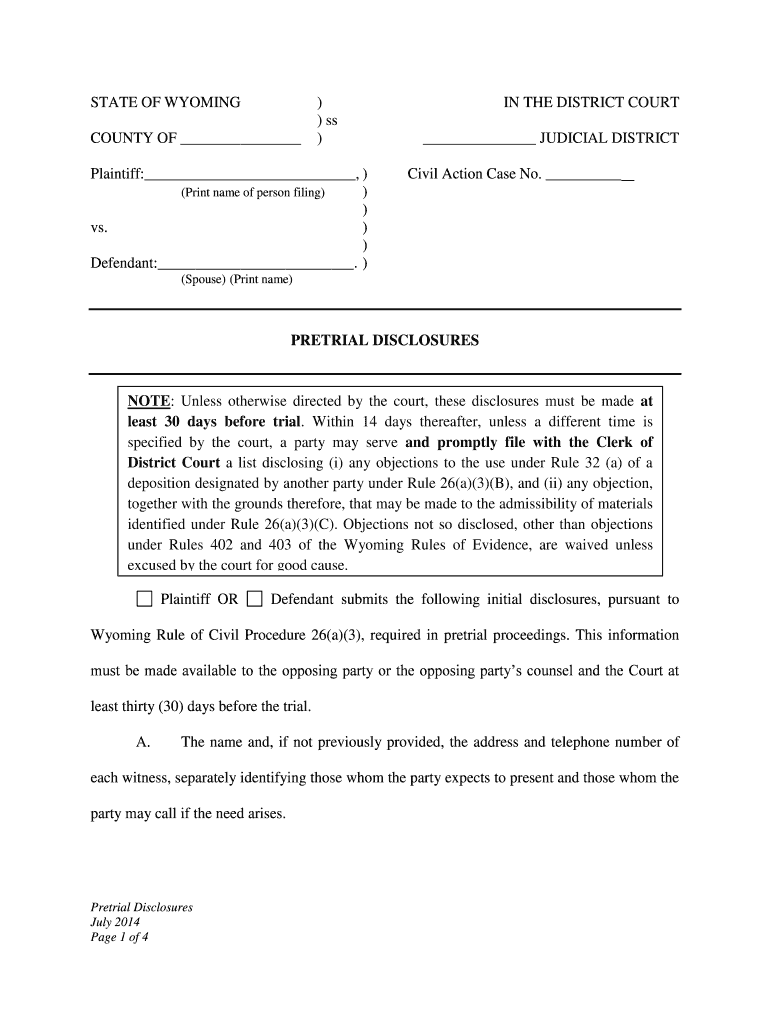 Least 30 Days Before Trial  Form