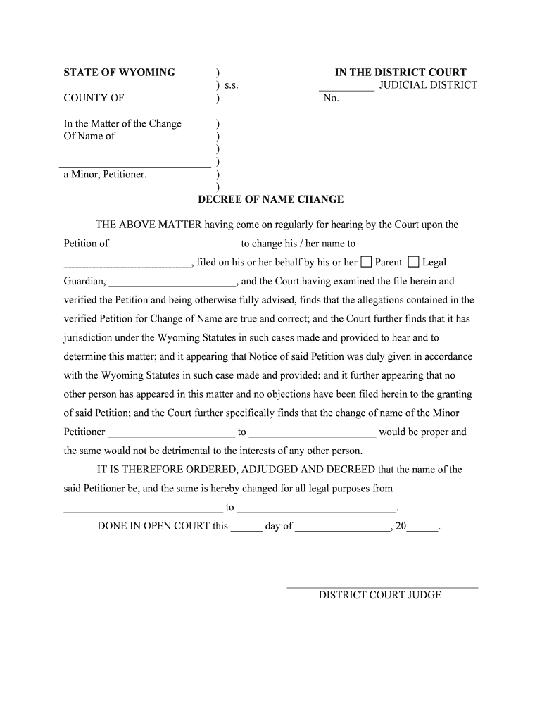 Minor Wyoming Judicial Branch  Form