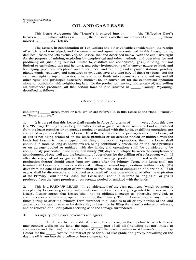 Wyoming Paid UpPooling  Form