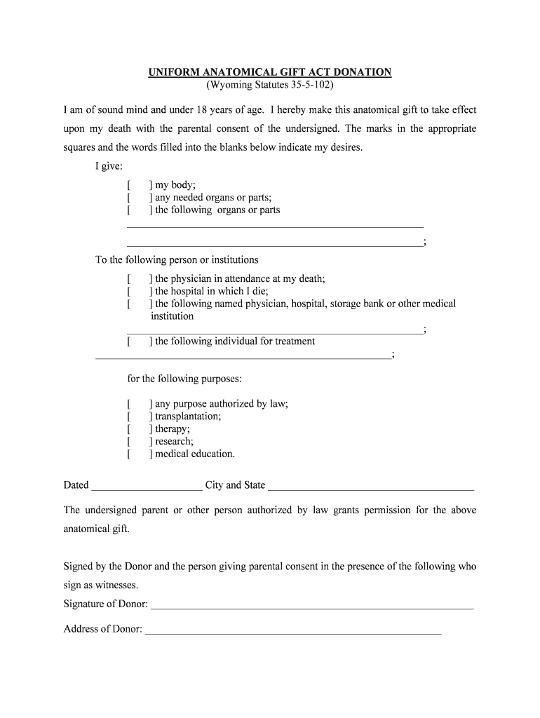 Wyoming Statutes 35 5 102  Form