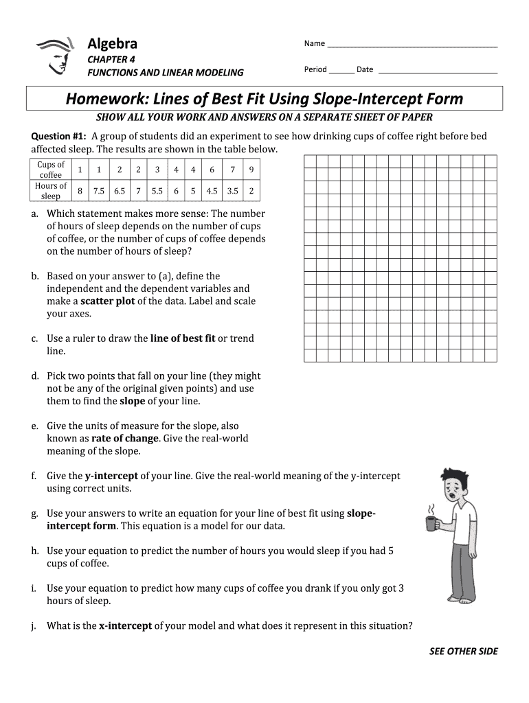 Line of Best Fit Worksheet with Answers PDF  Form