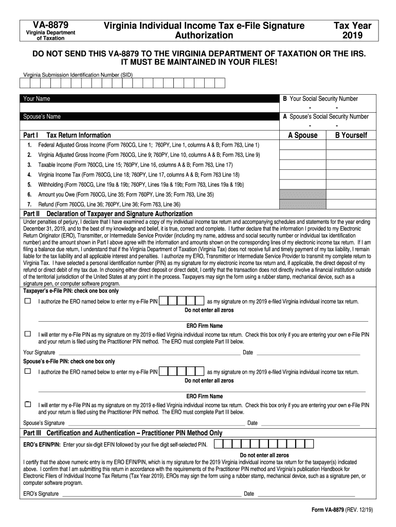 Corporation E File Signature Form Form VA Virginia Tax