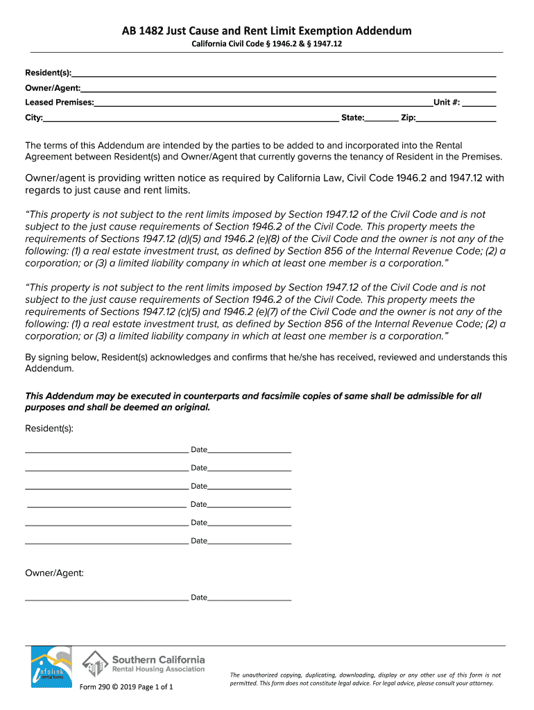 Ab 1482 Notice Sample Letter  Form