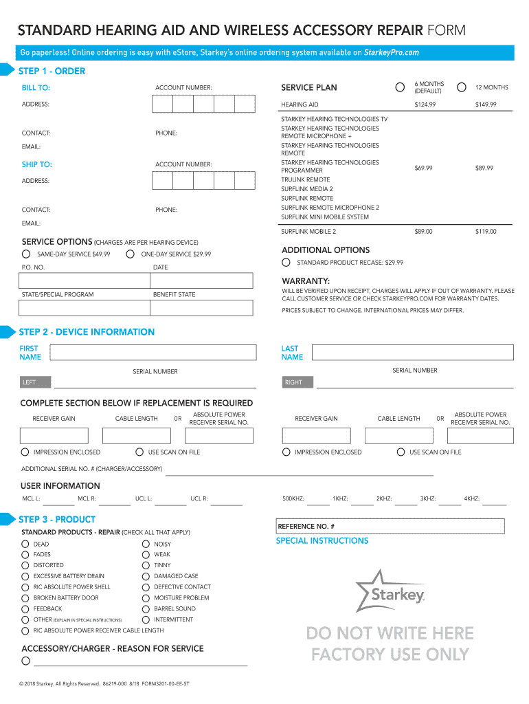 Starkey Order Forms