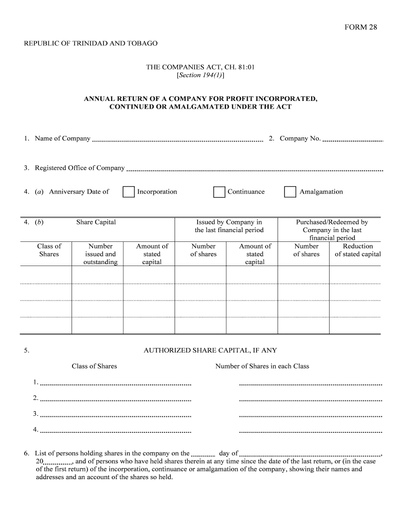 Form 28 Trinidad