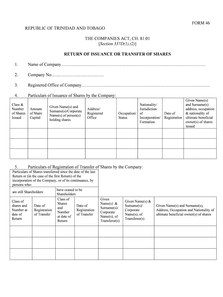 Form 46 Trinidad