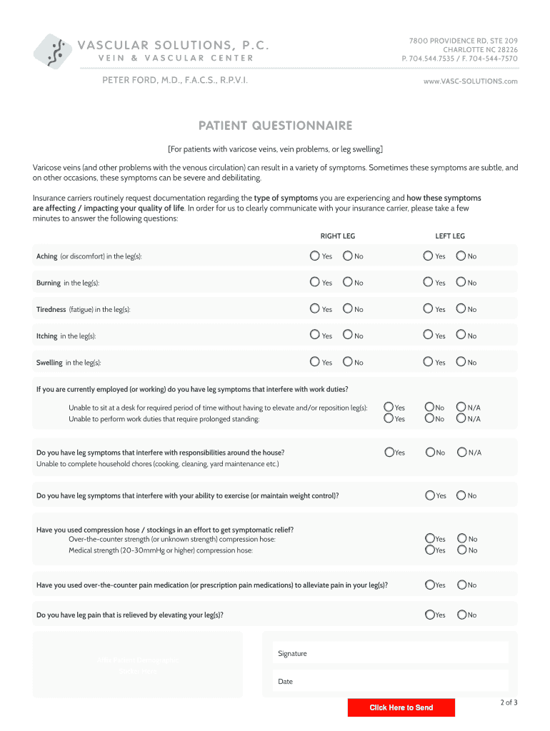 Vascular Solutions , Pc Charlotte Vein Clinic  Form