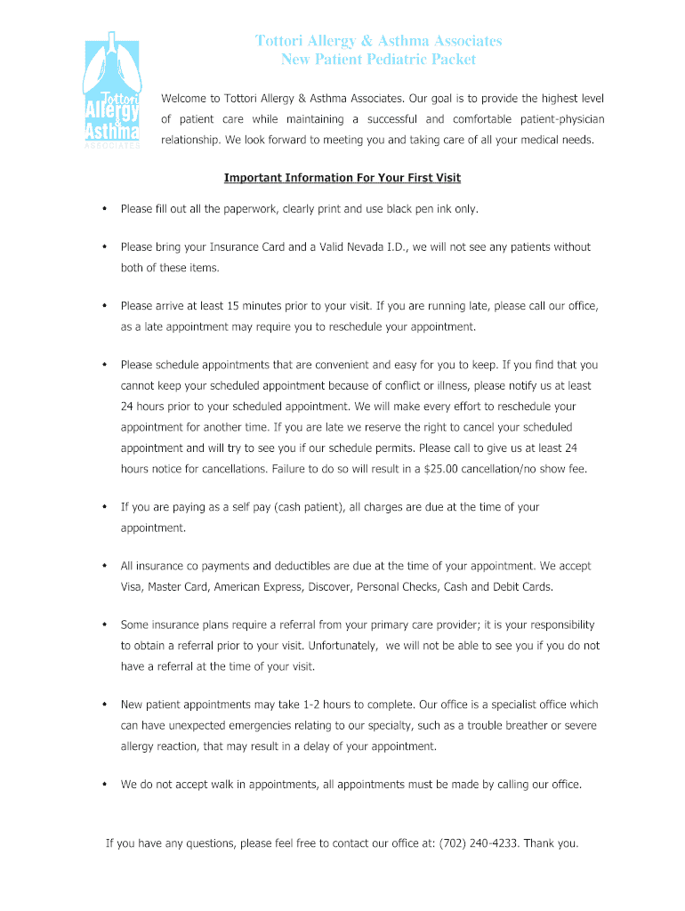  Patient FormsTottori Allergy & Asthma Associates 2017-2024