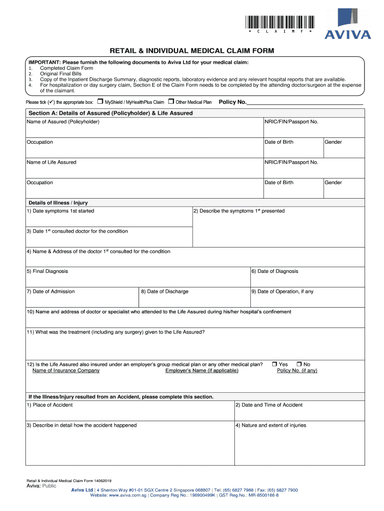 RETAIL & INDIVIDUAL MEDICAL CLAIM FORM