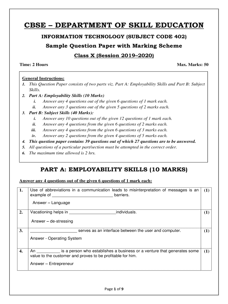 Department of Skill Education  Form