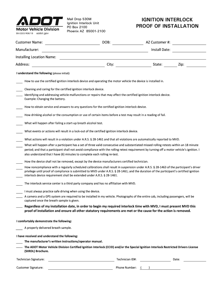 PROOF of INSTALLATION  Form