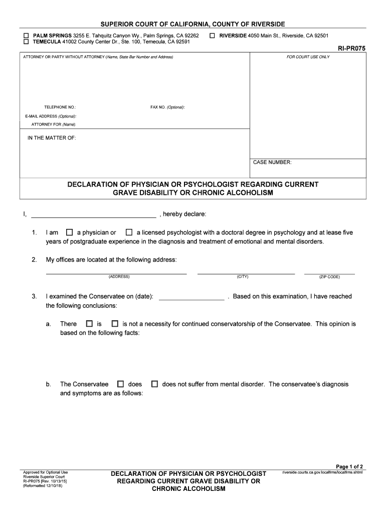 Fillable Online Declaration in Support of Order Dispensing with  Form