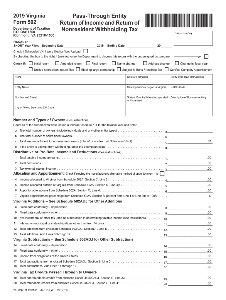 Virginia Form 502