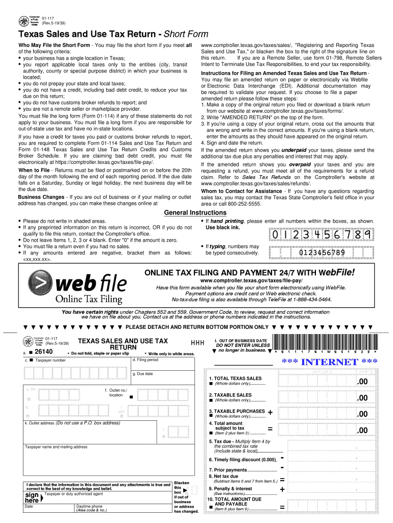  Form 01 117 Texas 2019