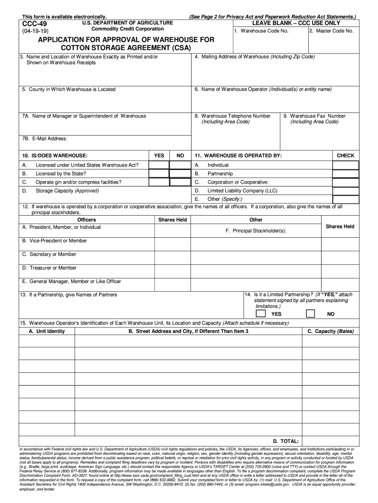  USDA CCC 49 Fillable Us Government Forms Com 2019
