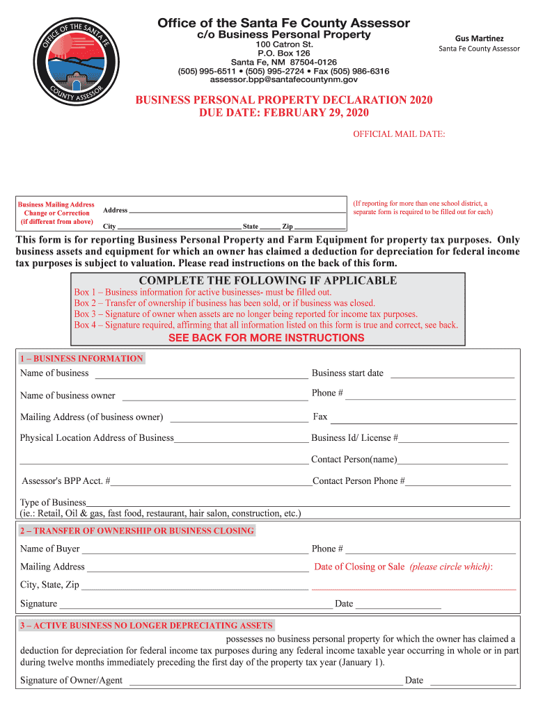 New Mexico Business Personal Property  Form