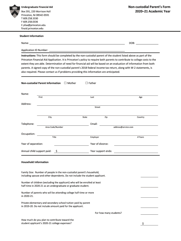  Non Custodial Parent's Form U S Domestic 21 Academic Year Non Custodial Parent's Form 2019-2024