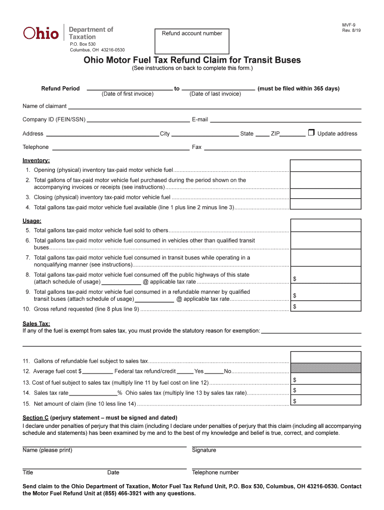  Fuel Tax Form Ohio 2019-2024