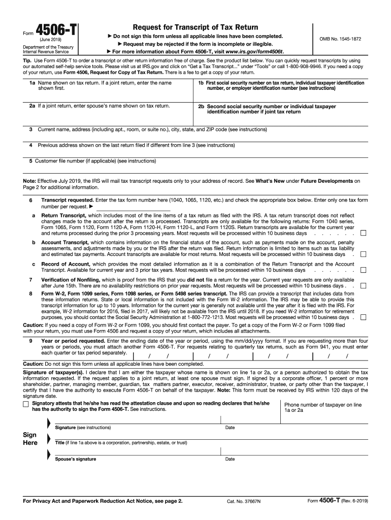 Irs Form 4506t