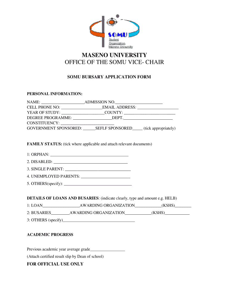 Somu Bursary  Form