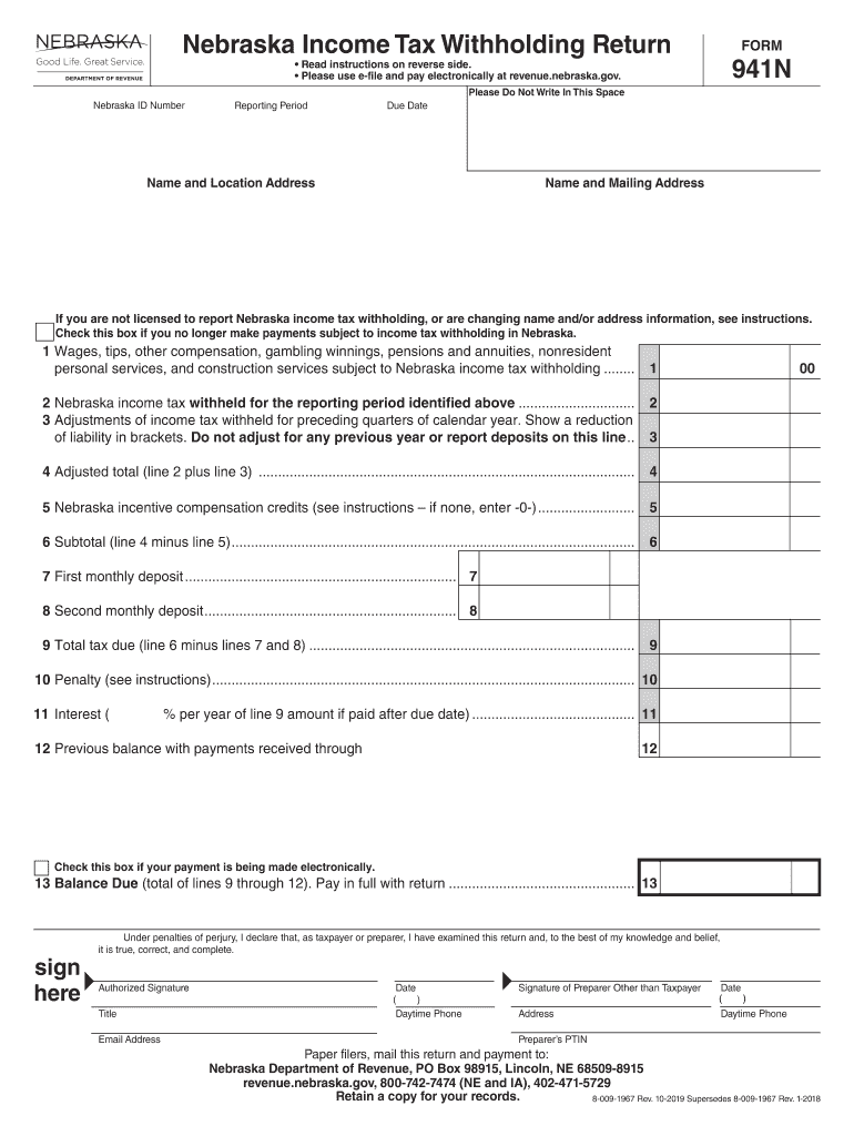  Form 941n Nebraska 2019