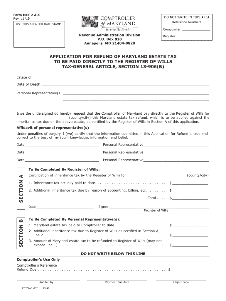 Section a Section B  Comptroller of Maryland  Form